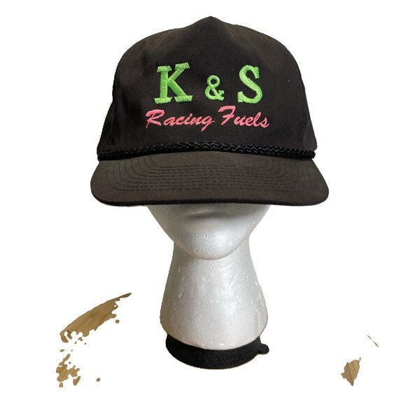 Vintage K & S Racing Fuel Hat Snapback Black Braid Embroidered - Picture 1 of 8
